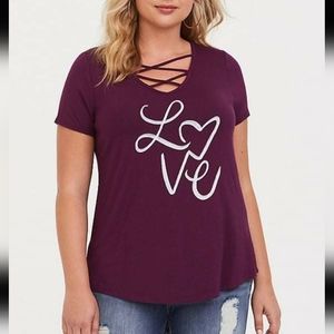 ❤ Size 0 Torrid Love shirt top stretchy women's summer